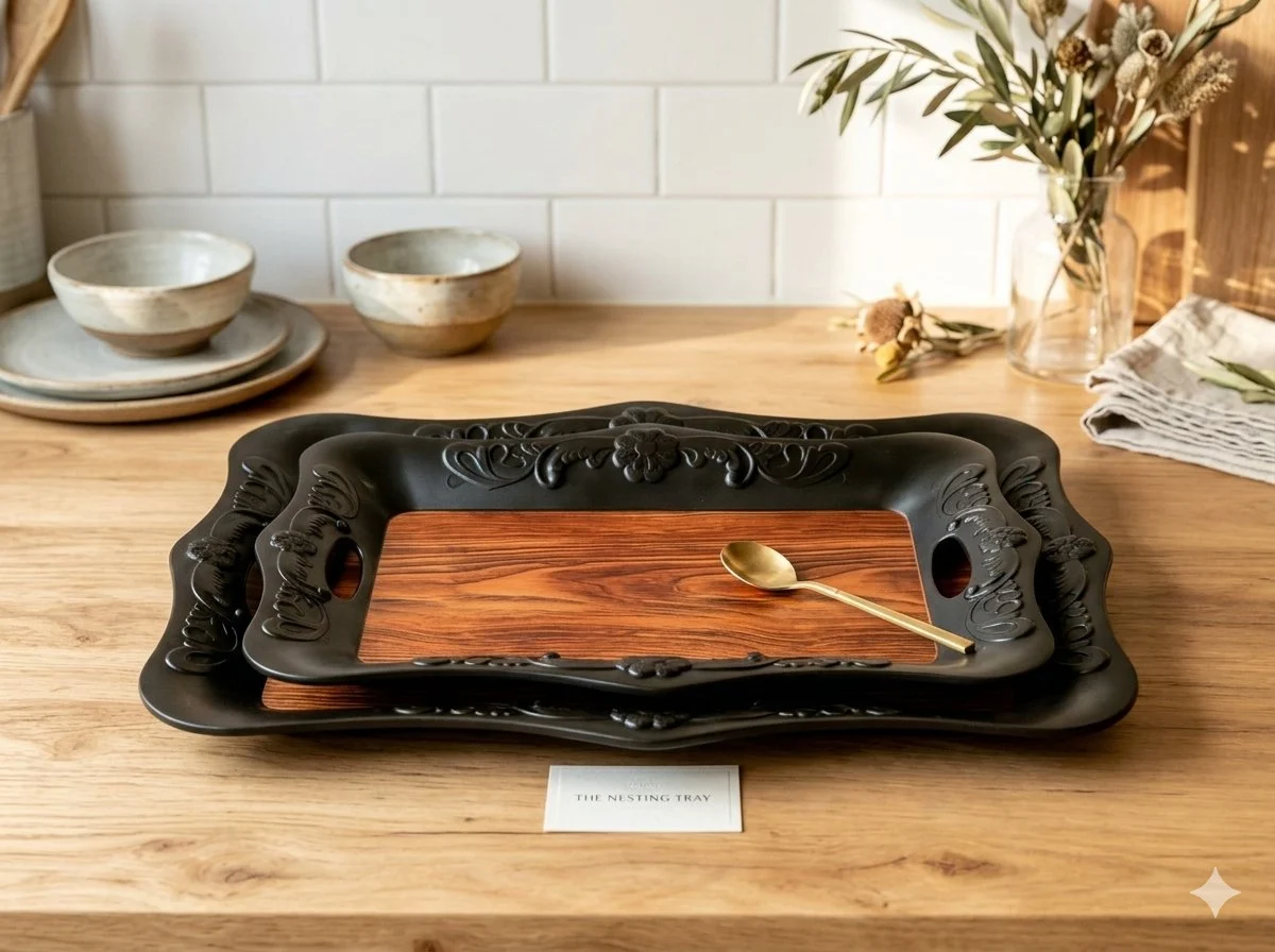 BLACK AND BROWN TRAY 19X13