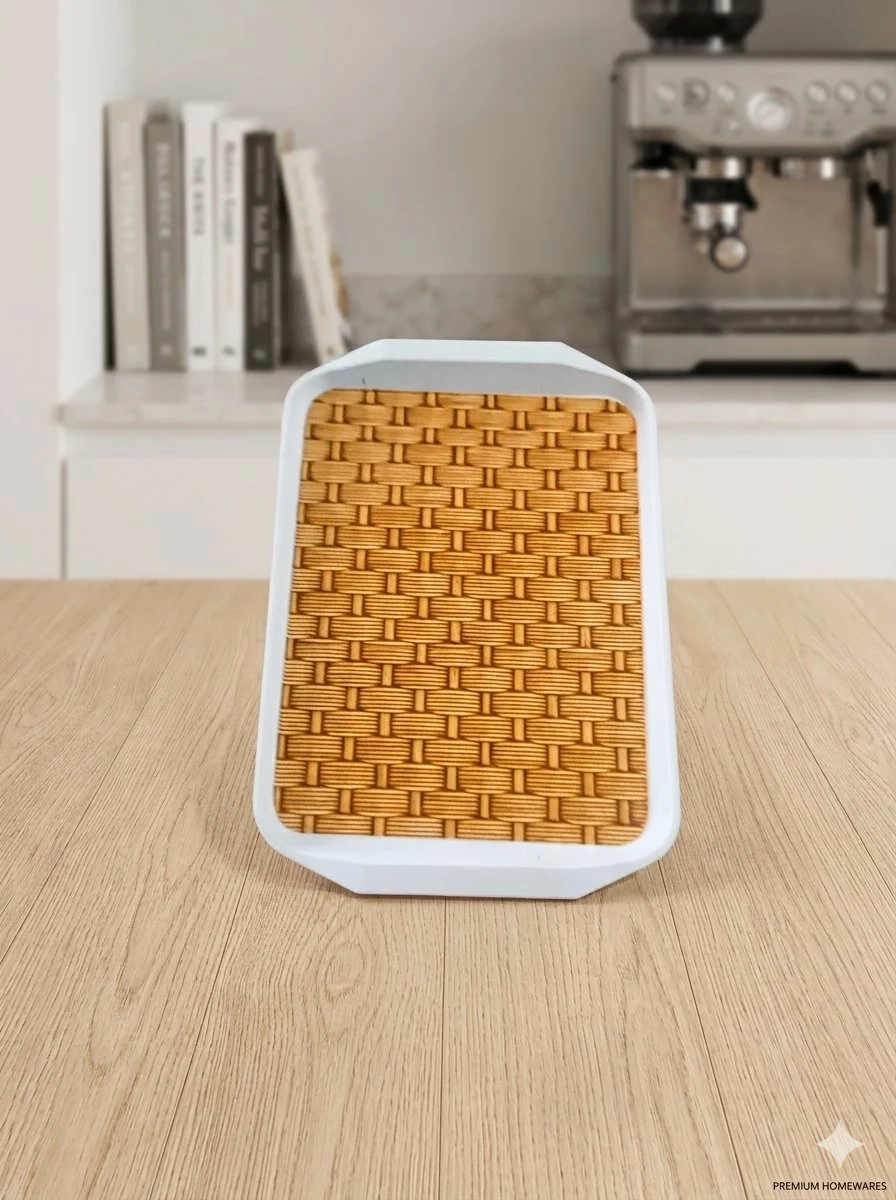 WHITE AND BUTTER TRAY 17X12